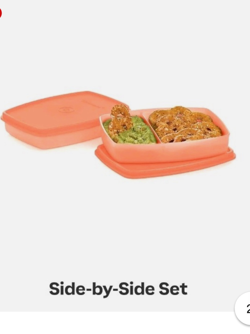 Tupperware Side-by-Side Snack Container - Coral